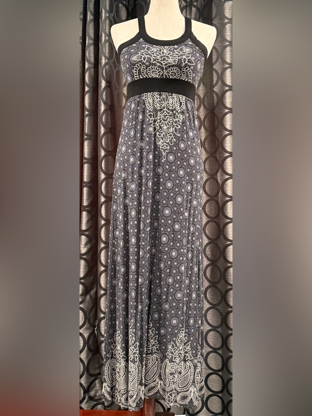 Athleta Black and White Halter Maxi Dress